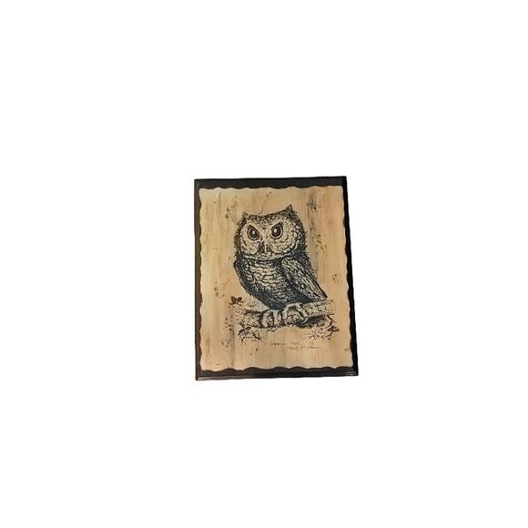 Screech Owl Wood Art Wall Decor Signed 11" Custom Artwork - Picture 6 of 10